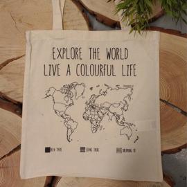 Bouworde vrijwilligerswerk totebag wereldkaart